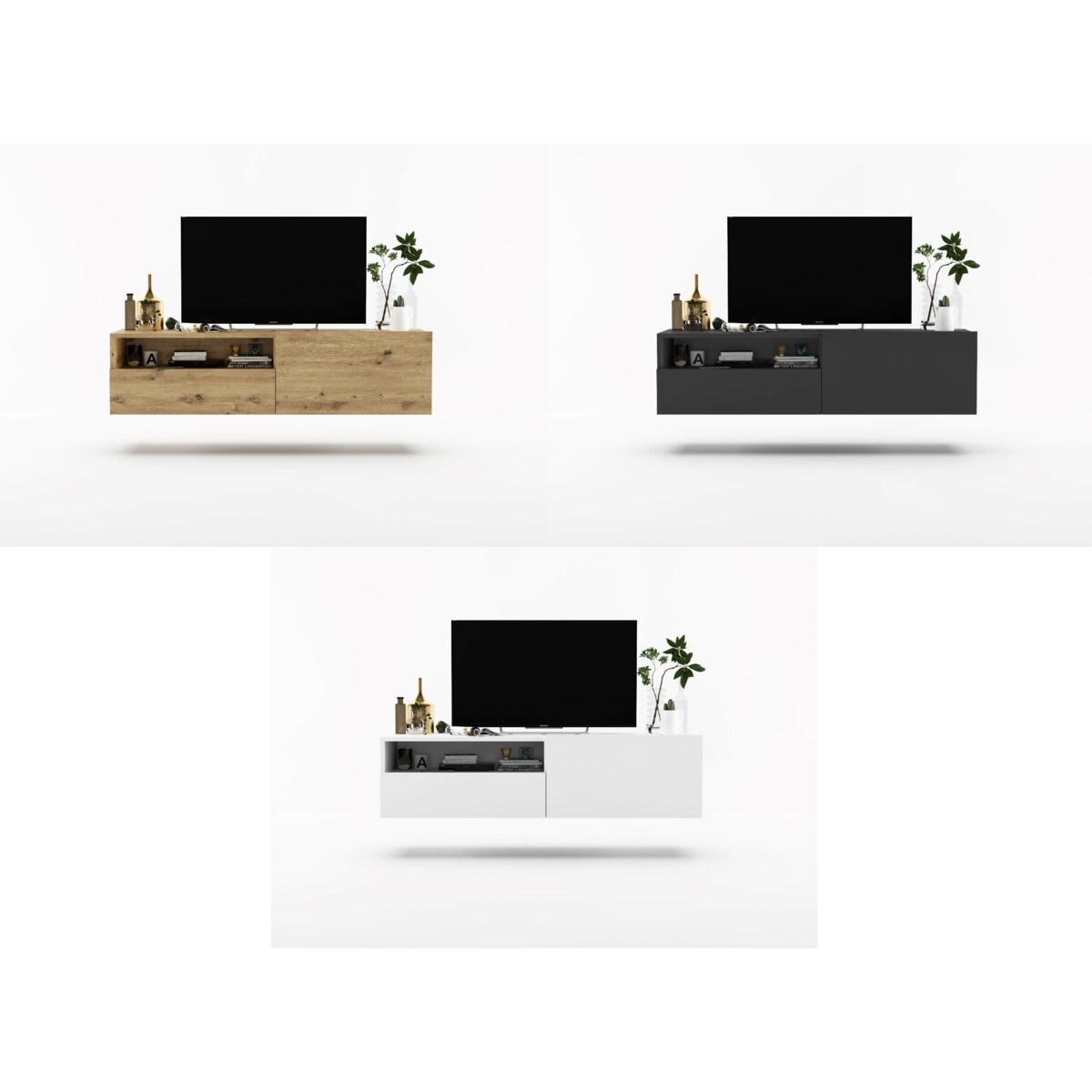 Wisząca Szafka RTV Komoda Loft Grafit MAT szuflada 120 cm