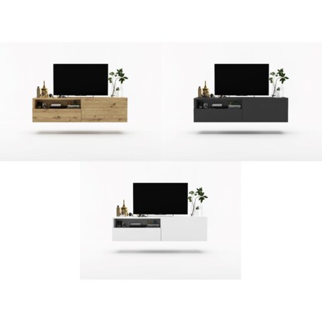 Wisząca Szafka RTV Komoda Loft Grafit MAT szuflada 120 cm