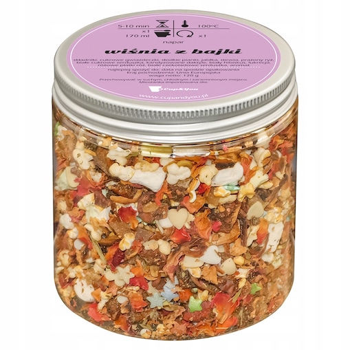 Herbata owocowa WIŚNIA Z BAJKI o smaku owocowych żelków PREMIUM Cup&You - herbata liściasta sypana mieszanka napar susz - gotowa na prezent upominek