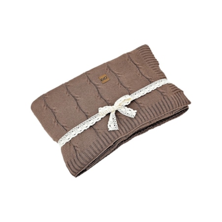 Koc dzianinowy Bawełna+Kaszmir 150x200 cm – ROMA CHOCOLATE