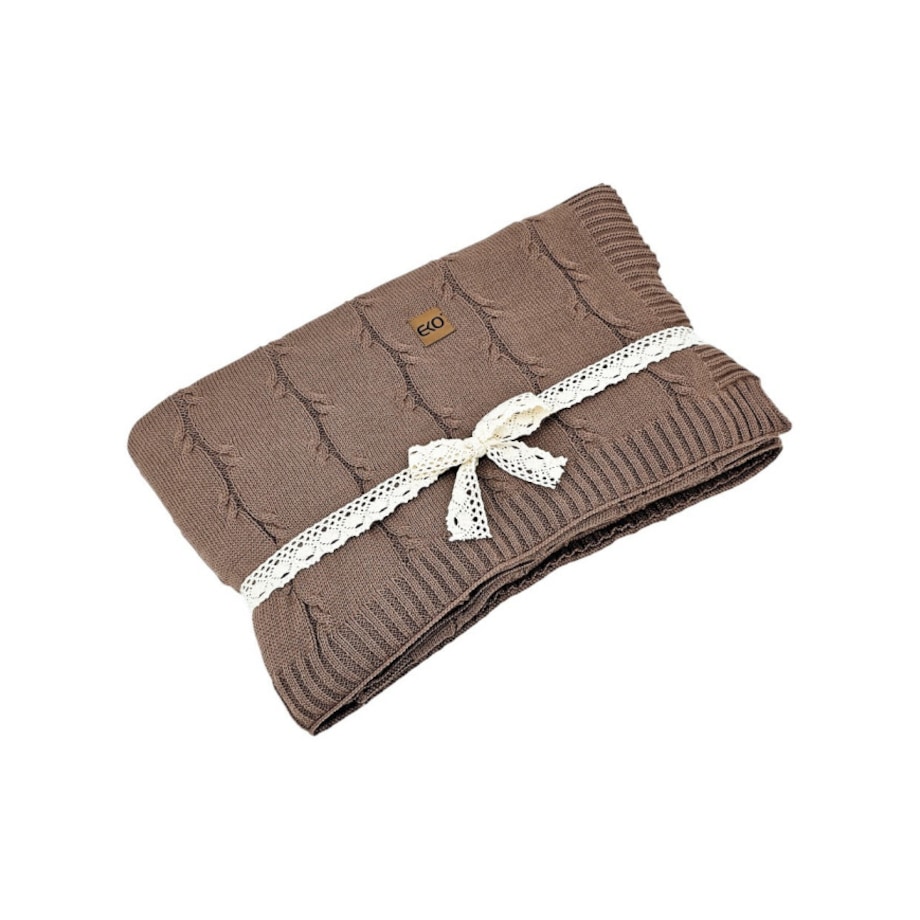 Koc dzianinowy Bawełna+Kaszmir 150x200 cm – ROMA CHOCOLATE