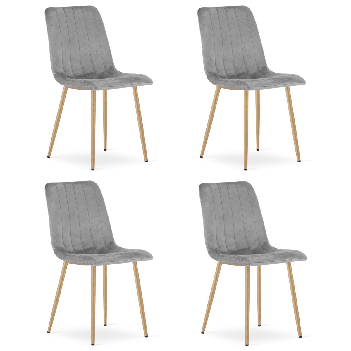Krzesło Lava nowoczesny design Jasny Szary Aksamit / Nogi Kolor Drewna X4