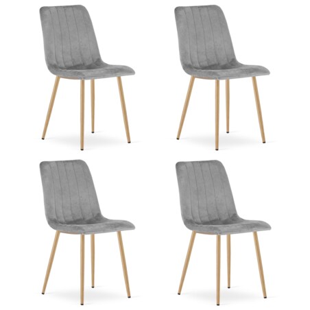 Krzesło Lava nowoczesny design Jasny Szary Aksamit / Nogi Kolor Drewna X4