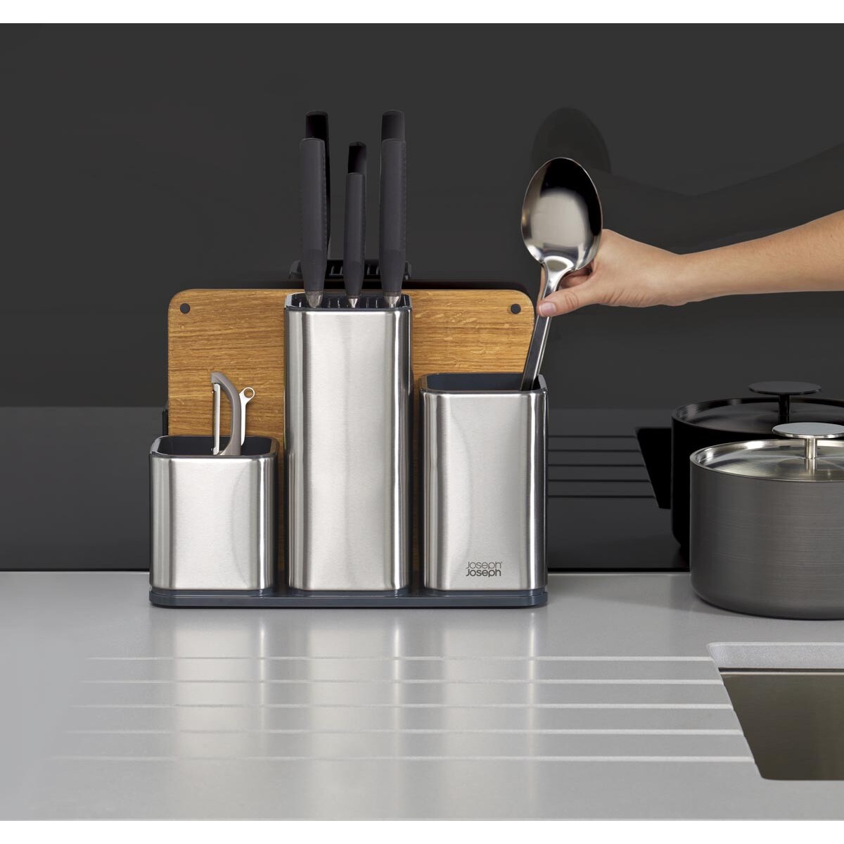 Zestaw kuchenny z deską 100 Collection, 23.5 x 30 x 11.5 cm, Joseph Joseph