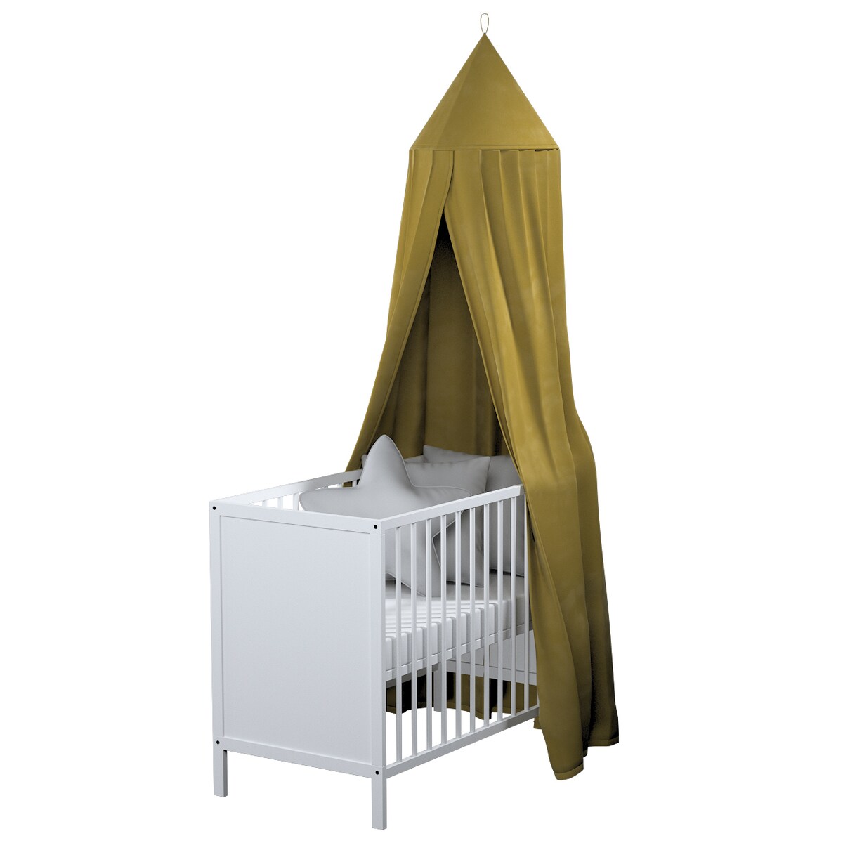 Baldachim do łóżeczka, oliwkowy zielony, fi 50cmx230cm, Posh Velvet