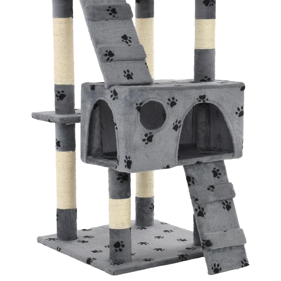 vidaXL Drapak dla kota, 170 cm, szary z nadrukiem kocich łapek