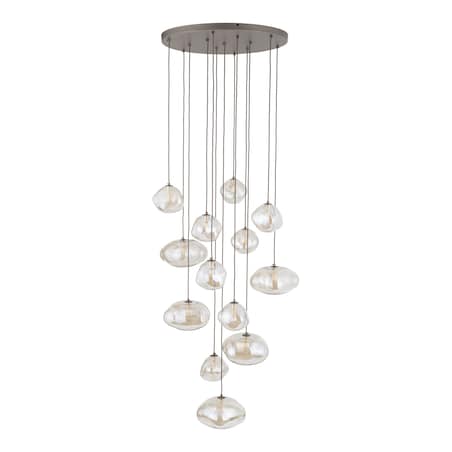 Lampa Wisząca Na Kole Tk Lighting Nebia Brązowa Tytan Kaskada 13Xg9 Koniakowe Klosze Nieregularne Szkło