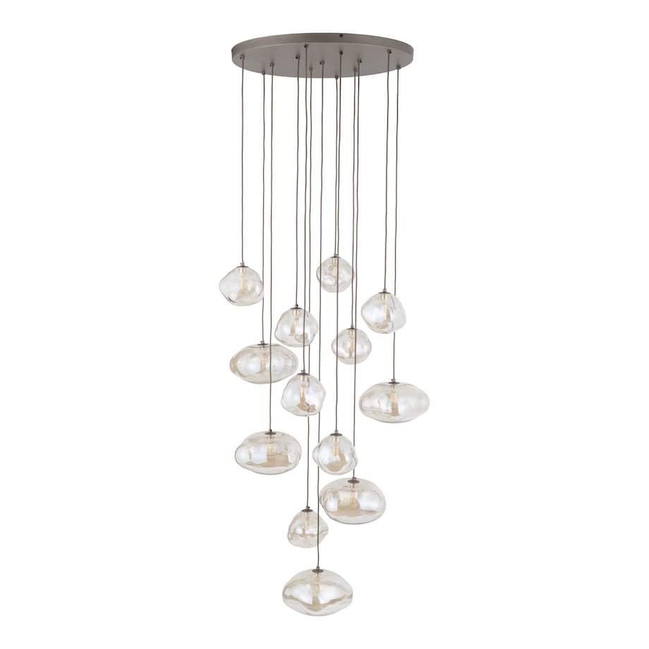 Lampa Wisząca Na Kole Tk Lighting Nebia Brązowa Tytan Kaskada 13Xg9 Koniakowe Klosze Nieregularne Szkło