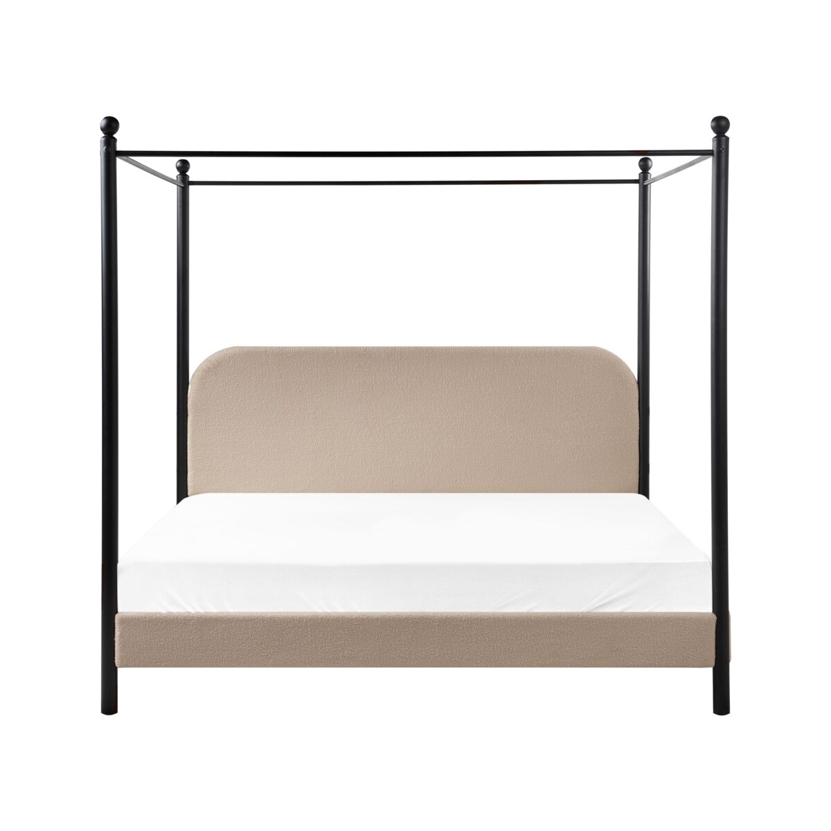 Łóżko z baldachimem Boucle DANNEMOIS 180 x 200 cm Beżowoszary