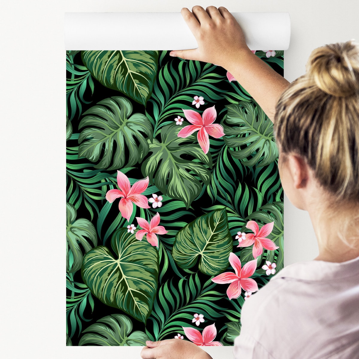 Tapeta Tropikalne Liście Egzotyczne Kwiaty