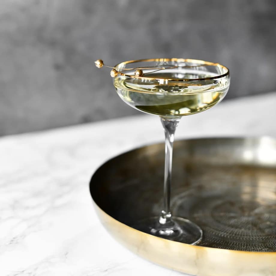 Kieliszki Szampan Szampanówki Harmony Krosno Gold Złoty Pasek 240 ml 6 szt