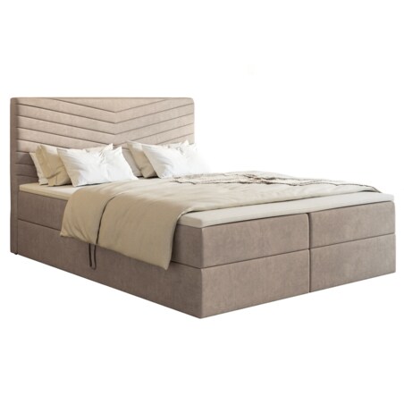 Łóżko kontynentalne G4 do sypialni 160x200 z pojemnikiem i materacem-beżowe