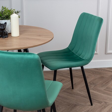 Krzesło tapicerowane do salonu jadalni klasyczne welurowe zielone
