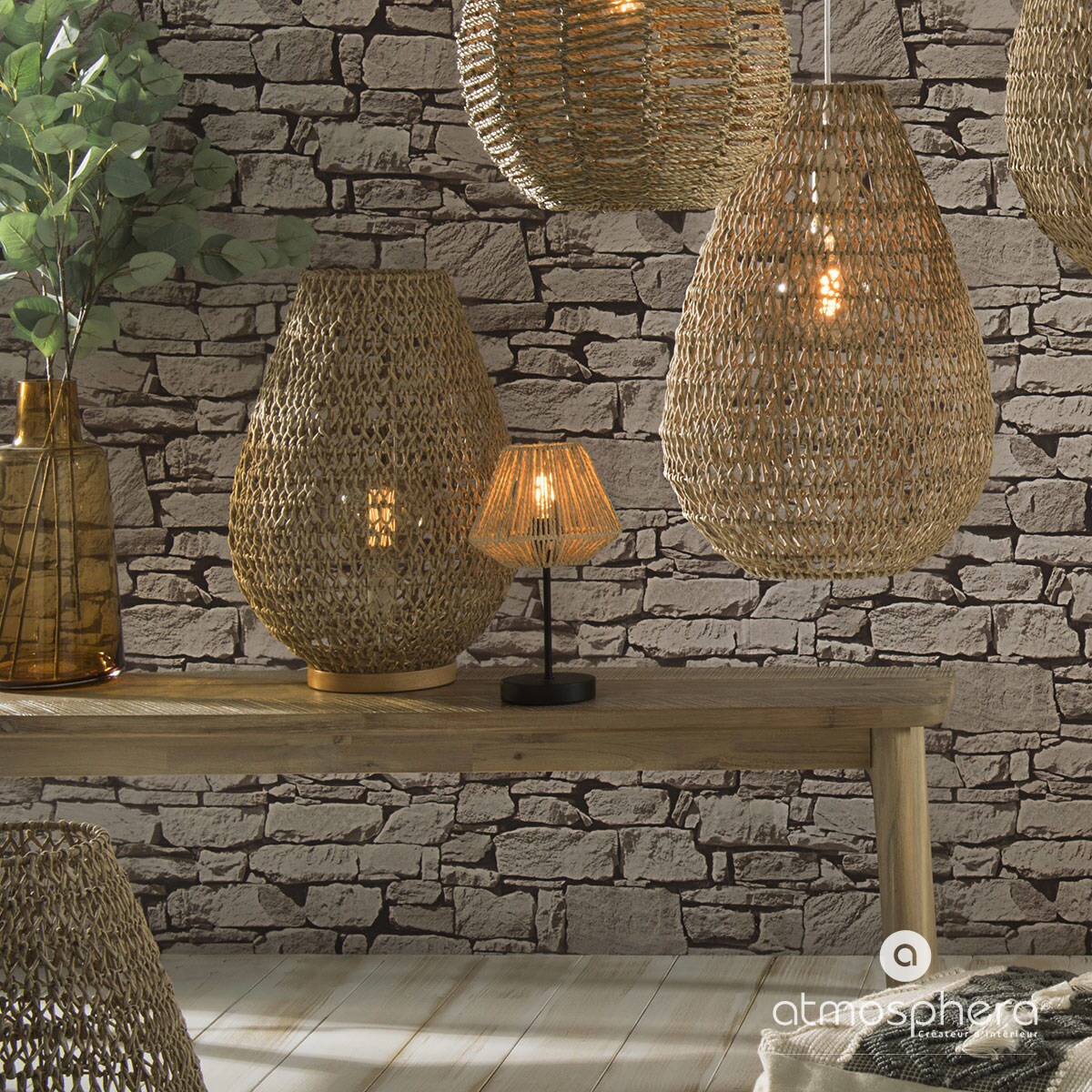 Lampa stołowa JILY, wys. 34 cm, z papierowym kloszem