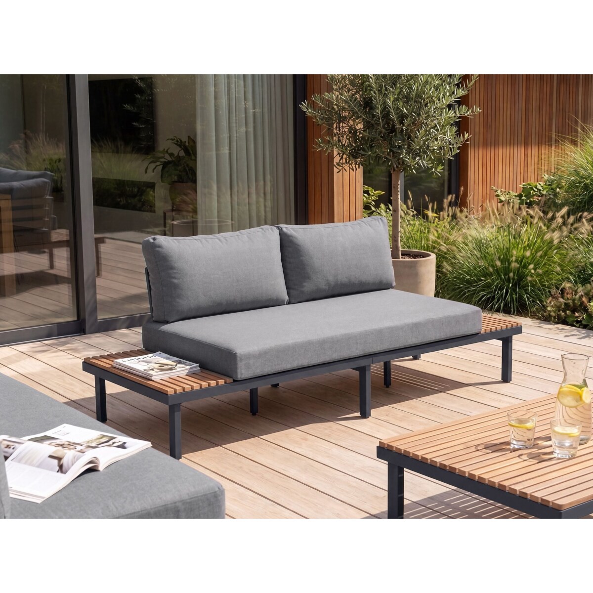 Sofa ogrodowa dla 2 osób FIVIZZANO Drewno akacjowe Ciemnoszary