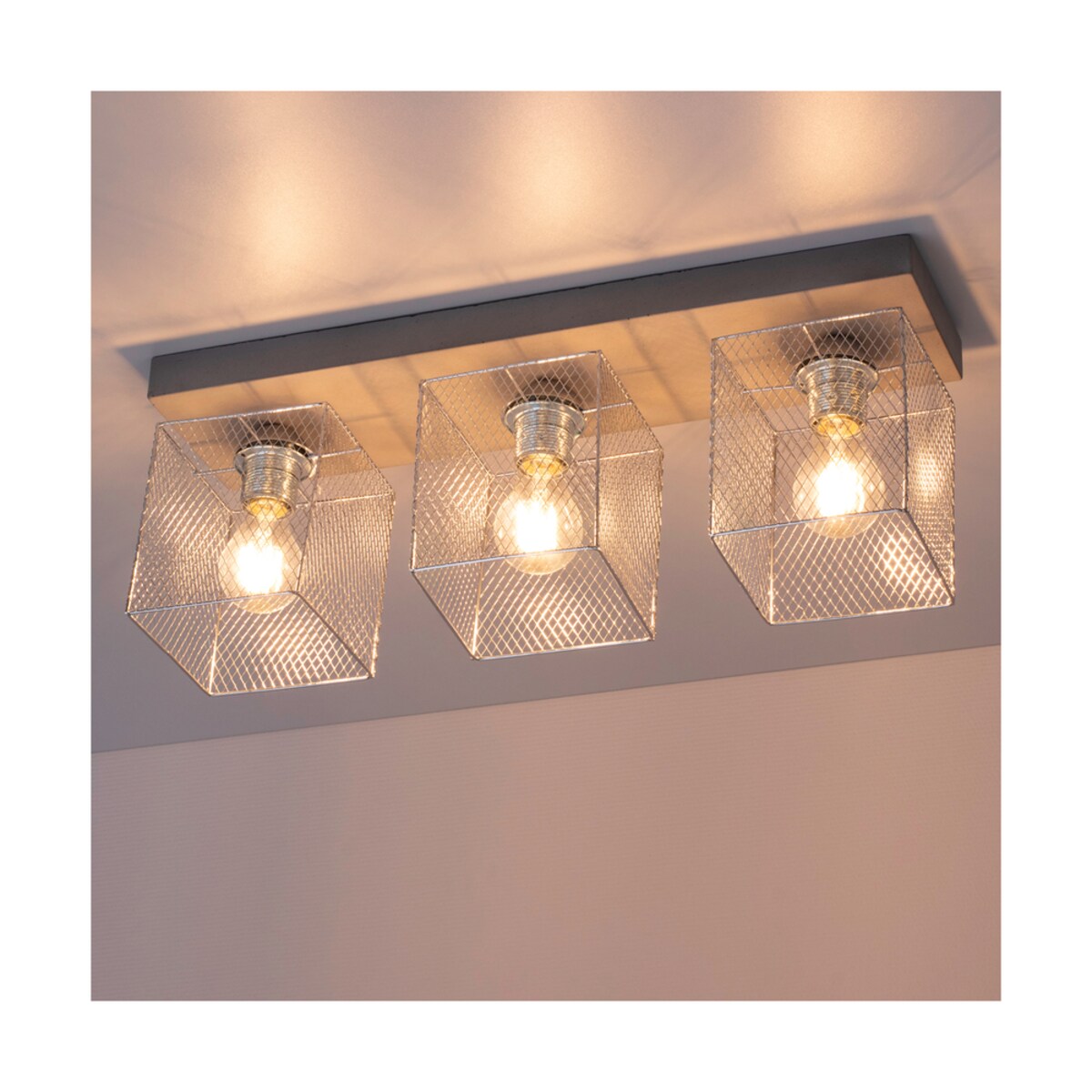 Lampa Sufitowa BRITOP Lighting 3xE27 Max.60W Klasyczny Szary Beton z Chromowanym Kloszem, Polski Producent, 1 szt.