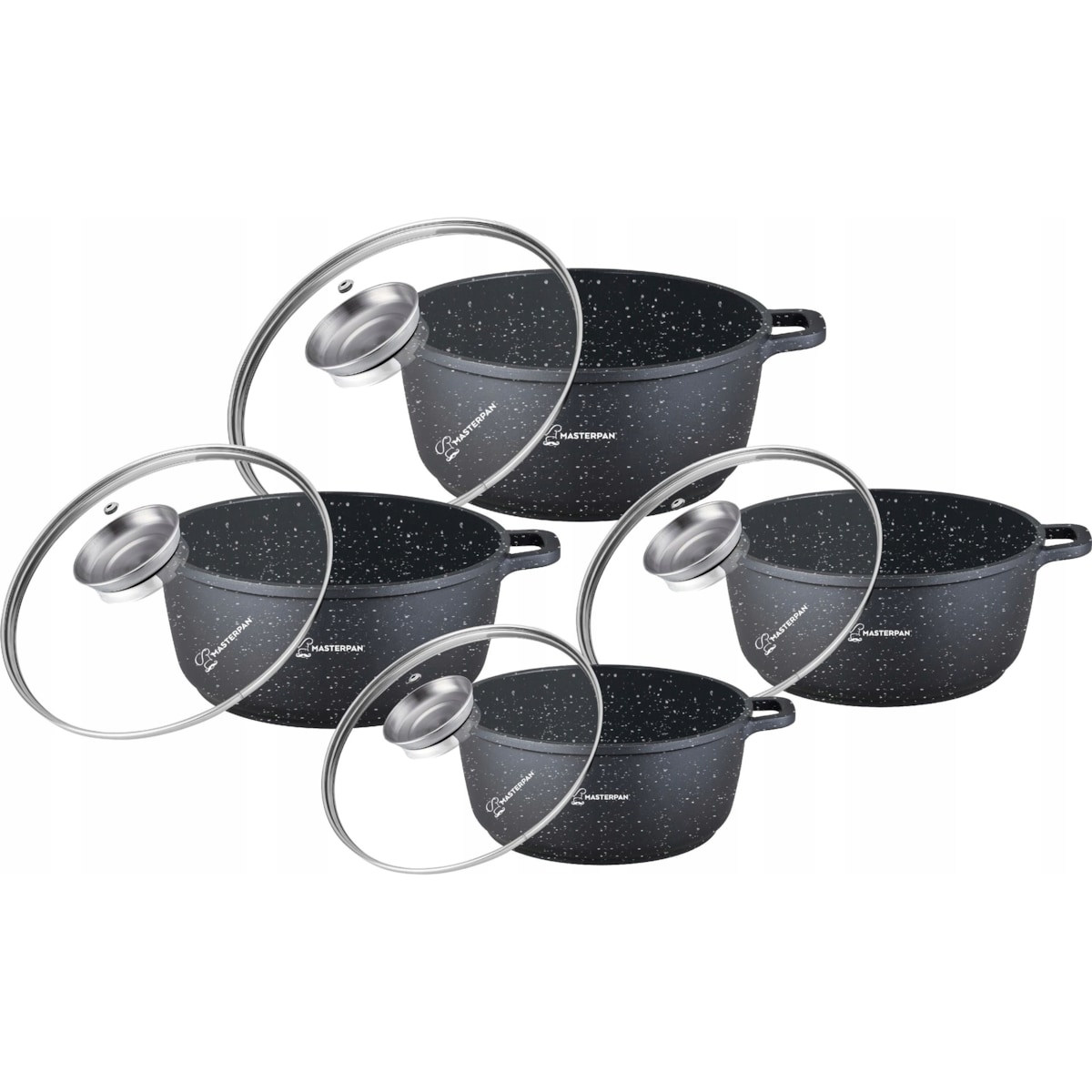Zestaw Garnków Marmurowych 8 El. Aroma Na Indukcję I Gaz - Czarny