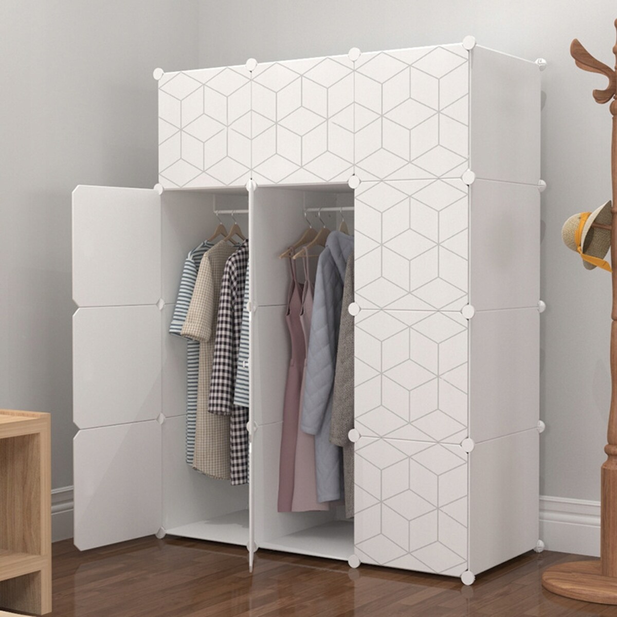 Szafa modułowa geometric biała garderoba regał półki