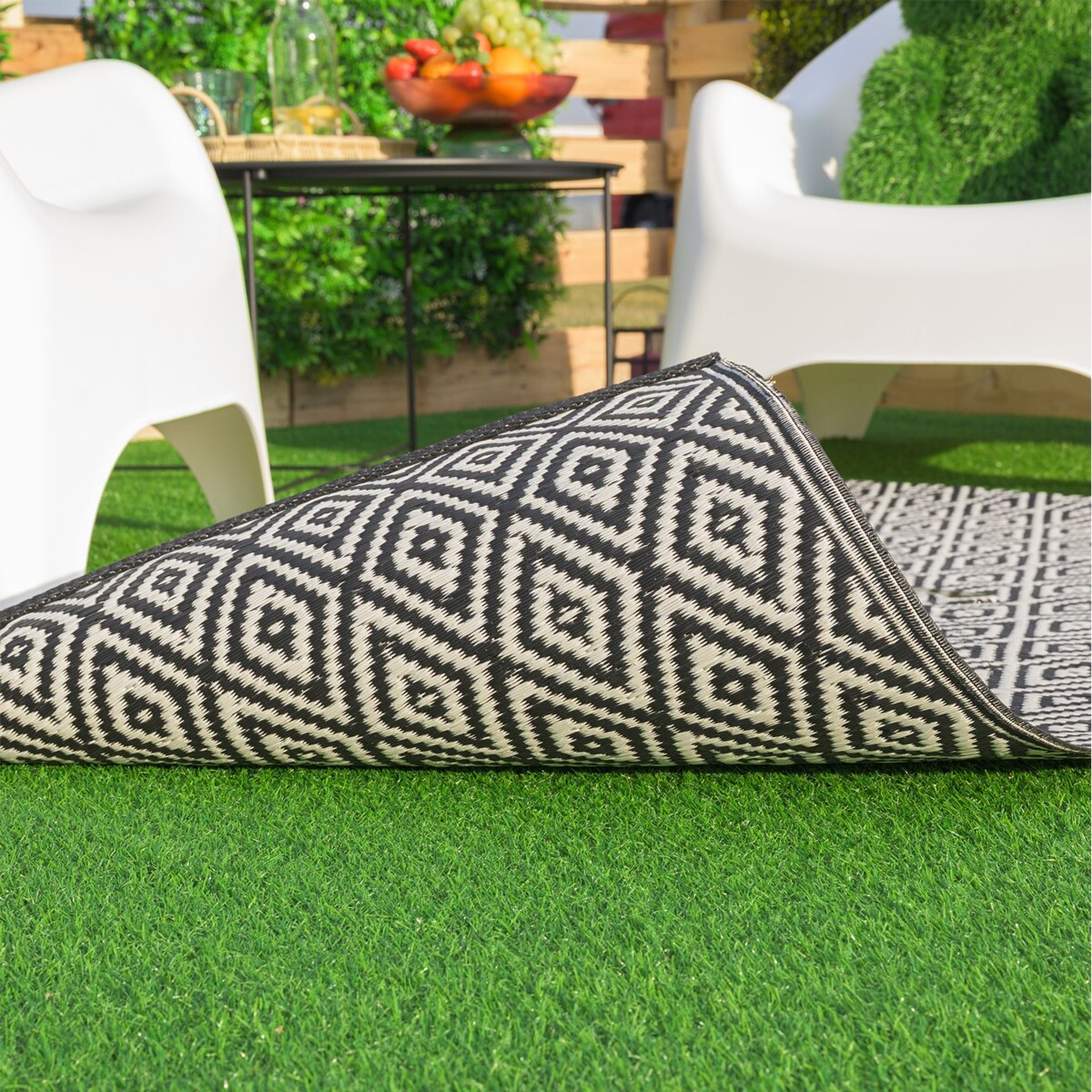 Dywan zewnętrzny tkany na płasko 120x170 cm e-floor romby szary