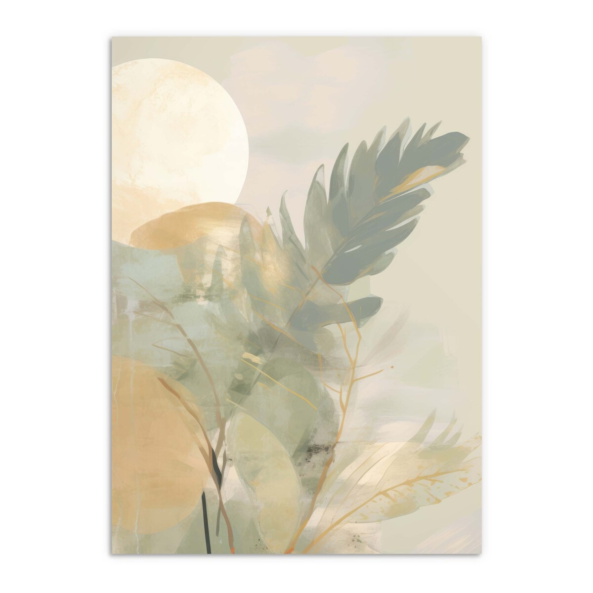 Pastelowy Plakat Obraz Grafika na ścianę do salonu biura sypialni Liście