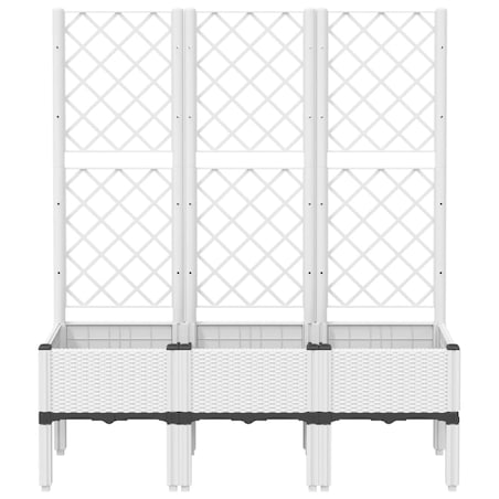 vidaXL Donica ogrodowa z kratką, biała, 120x40x142 cm, PP