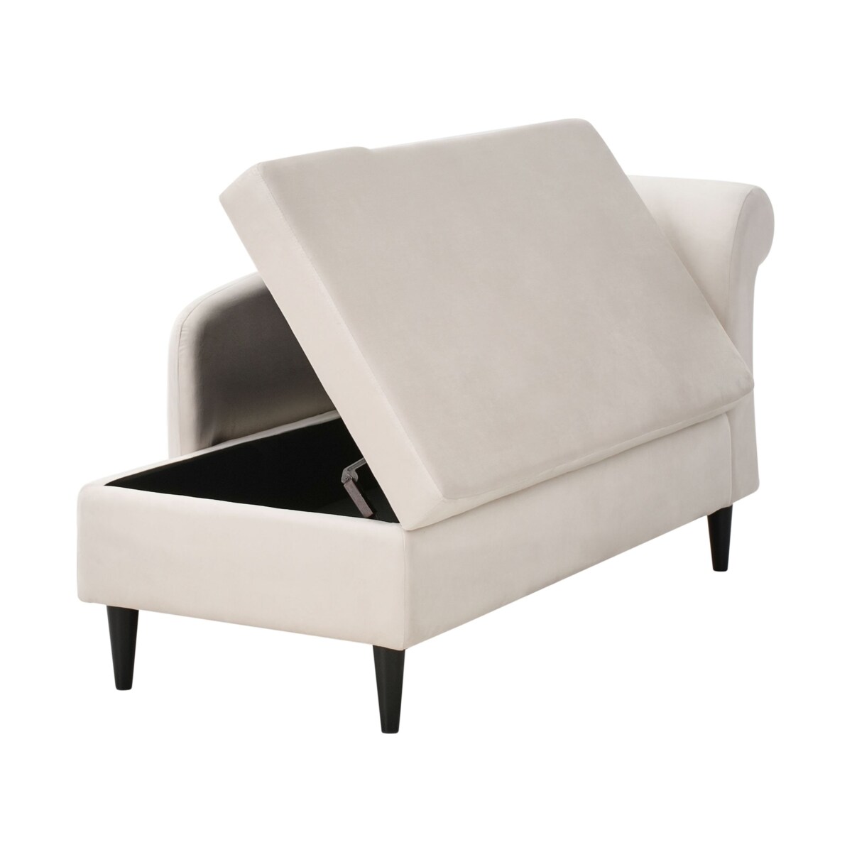 Szezlong prawostronny LUIRO Welur Beżowy ze schowkiem