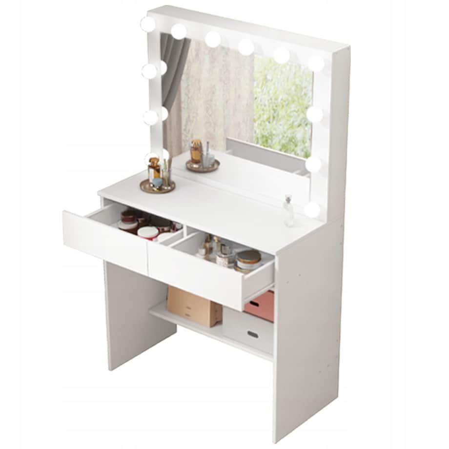 TOALETKA Z LUSTREM LED KOSMETYCZNA MAKIJAŻU WIZAŻU NOWOCZESNA GLAMOUR LOFT