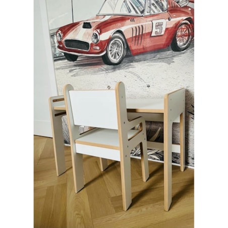 Stolik i Krzesełko DREWNIANE BIURKO dla Dzieci dziecięce ZESTAW CERTYFIKAT