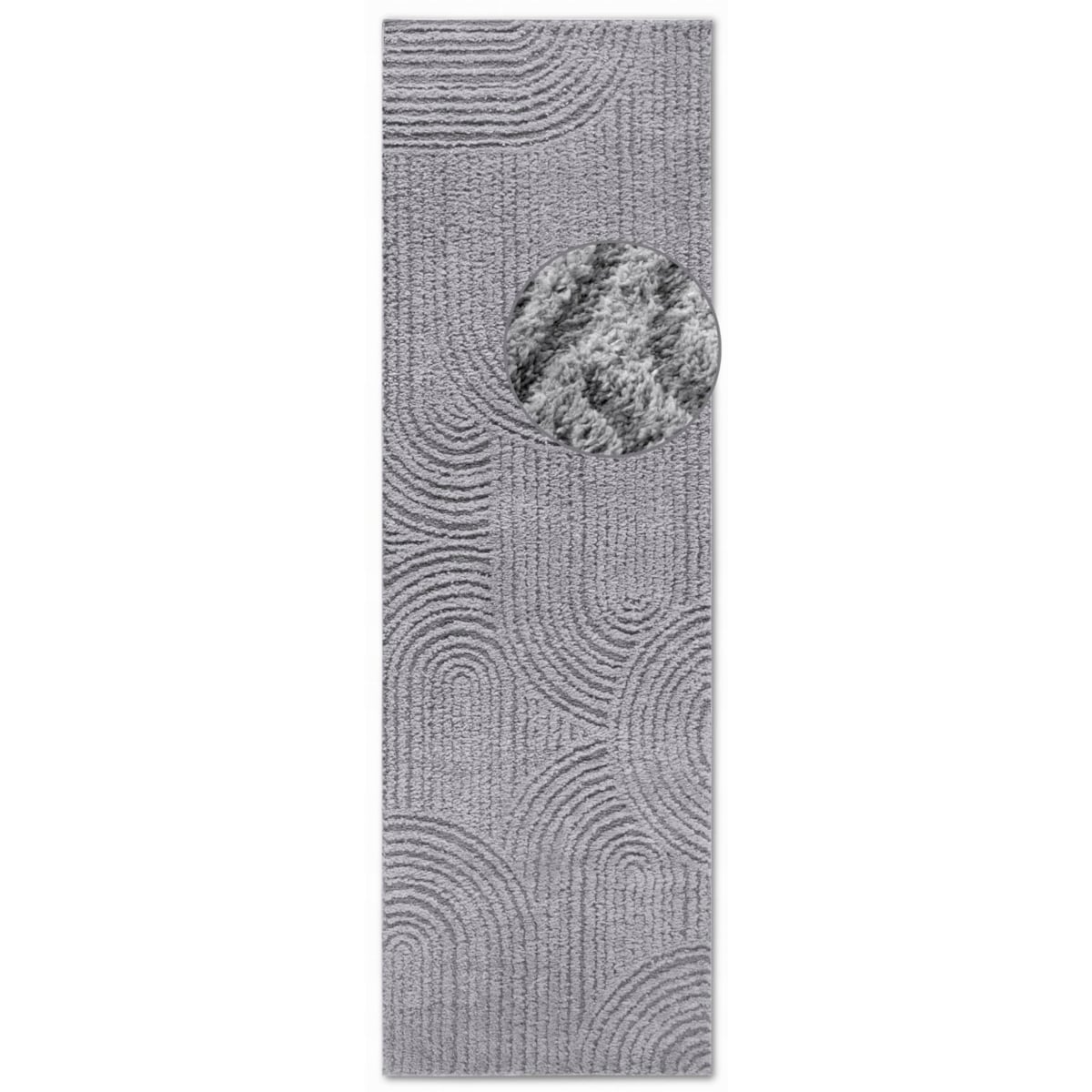Chodnik pluszowy do korytarza 80x240cm, szary nowoczesny wzór boho