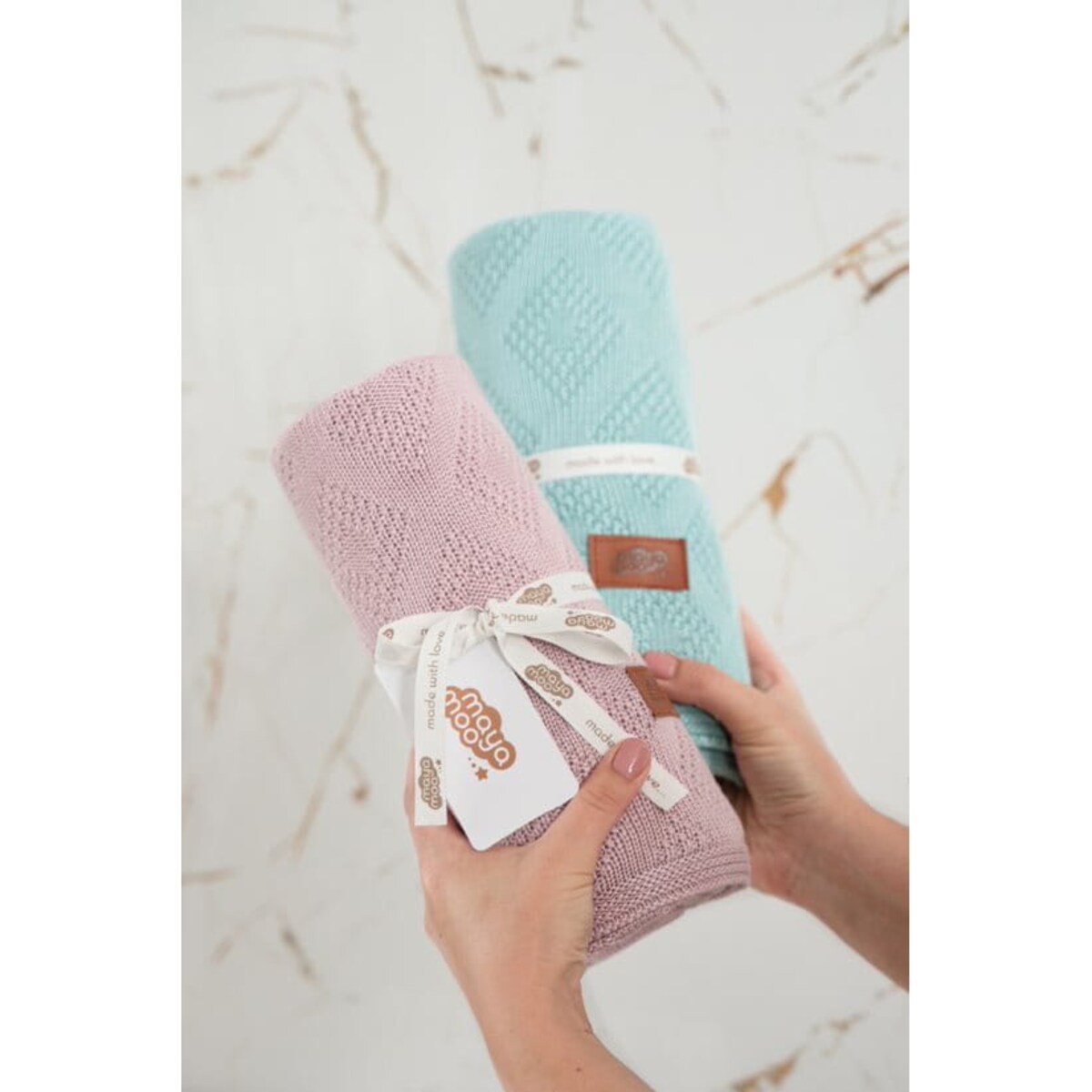 Kocyk Bambusowy 100% Bambus Koc dla Niemowląt Brąz do Łóżeczka miękki