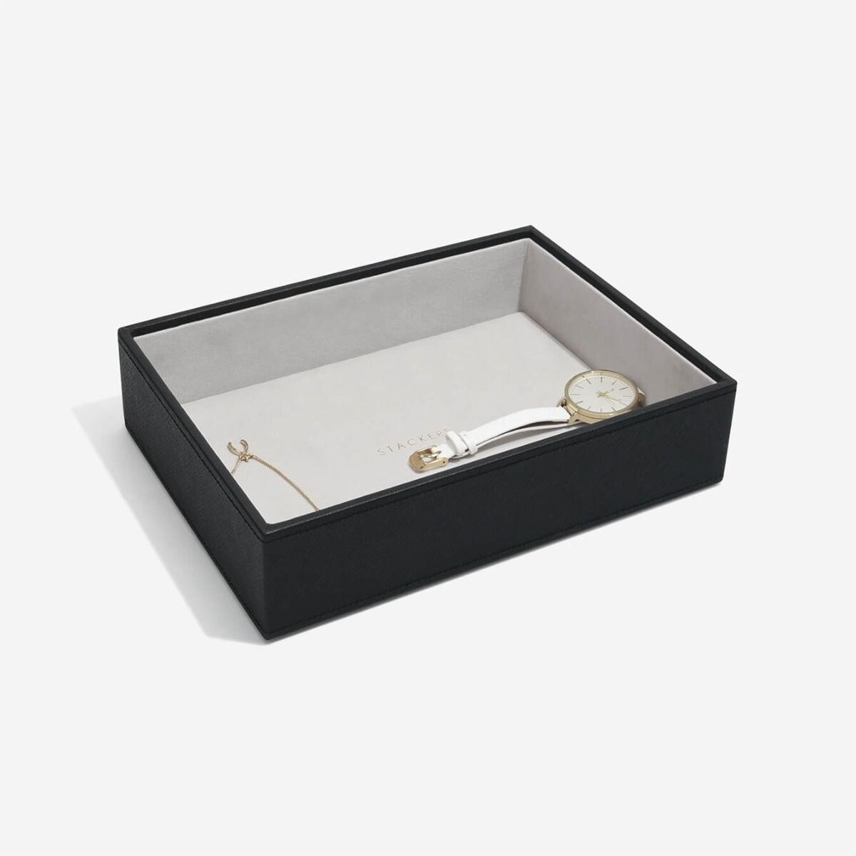 Szkatułka na biżuterię Stackers open classic czarna velvet