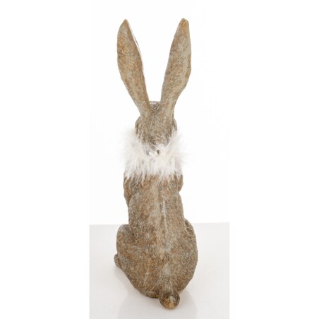 Dekoracja - zając szary 32x10x14,5 cm LONGORELA-3 i boa z piór