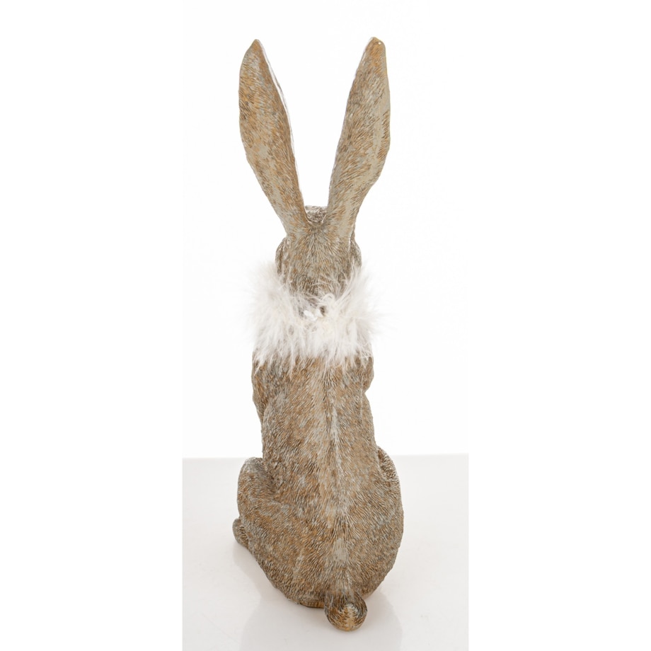 Dekoracja - zając szary 32x10x14,5 cm LONGORELA-3 i boa z piór