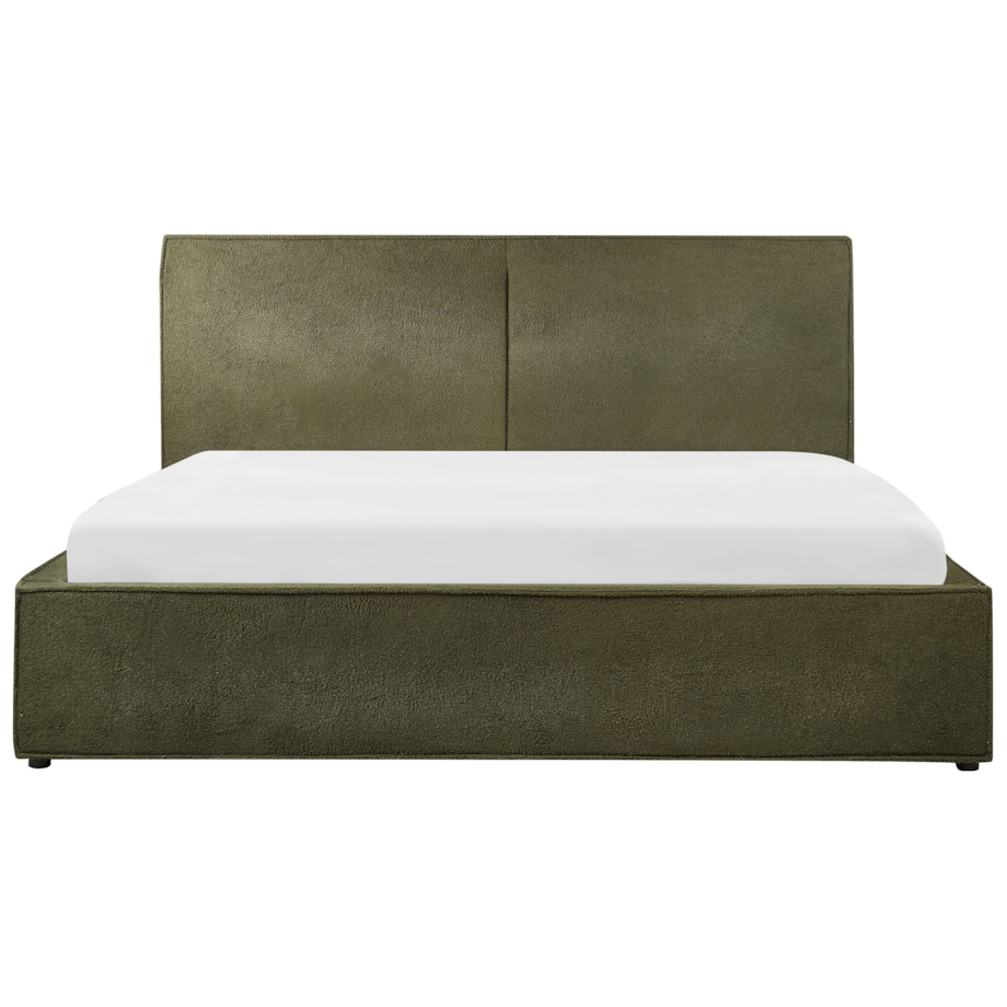 Łóżko z pojemnikiem boucle 180 x 200 cm ciemnozielone MOISSAC