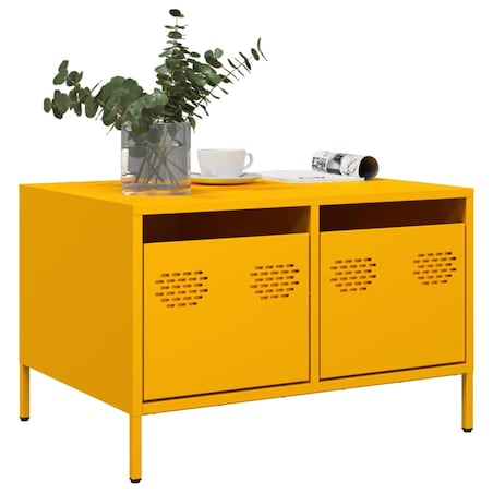 vidaXL Szafka RTV, musztardowa, 68x50x43,5 cm, stal walcowana na zimno