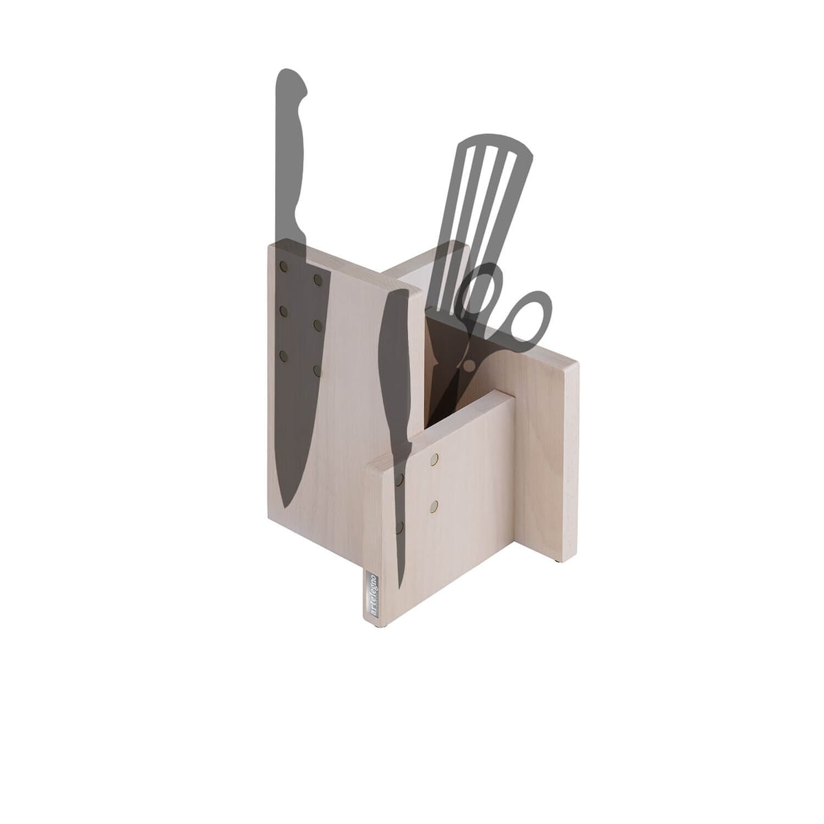 Magnetyczny blok na noże z drewna bukowego z pojemnikiem Artelegno Kombi - Jasnobrązowy