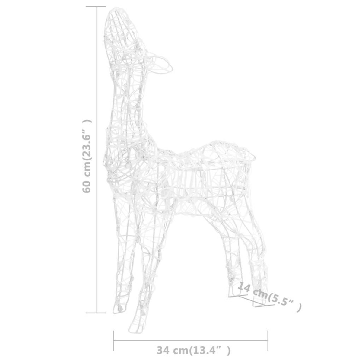vidaXL Świąteczne renifery, akrylowe, 160 ciepłych białych diod LED