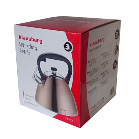 Czajnik stalowy z gwizdkiem 3.0L indukcja gaz miedziany KLAUSBERG