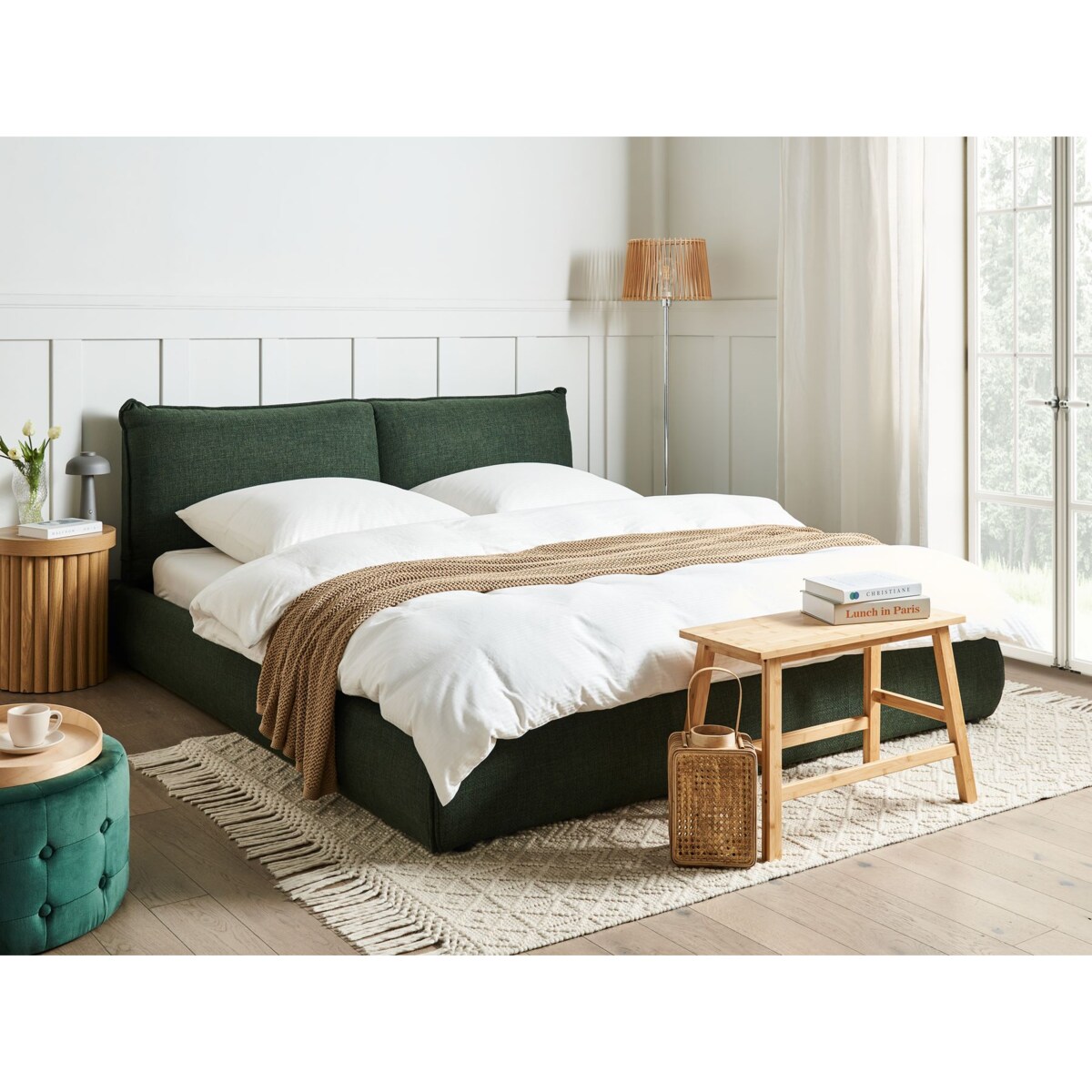 Łóżko VINAY 180 x 200 cm Ciemnozielony