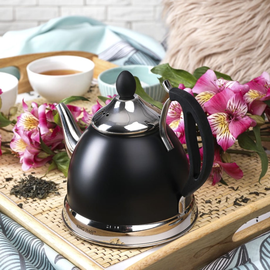 Czajnik czajniczek zaparzacz do herbaty i ziół 1.0L czarny KINGHOFF