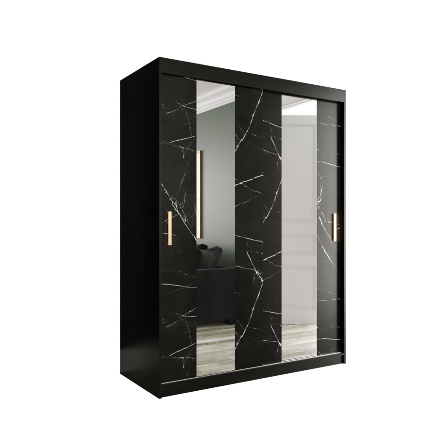 Szafa przesuwna Garderoba MARMUR POLE 150 gł. 62 czarny
