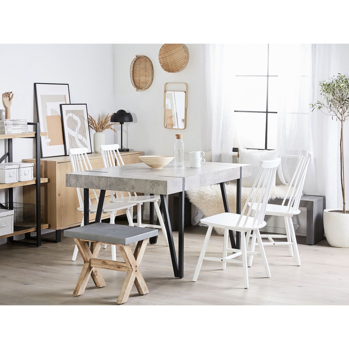 Stół do jadalni 150 x 90 cm efekt betonu z czarnym ADENA