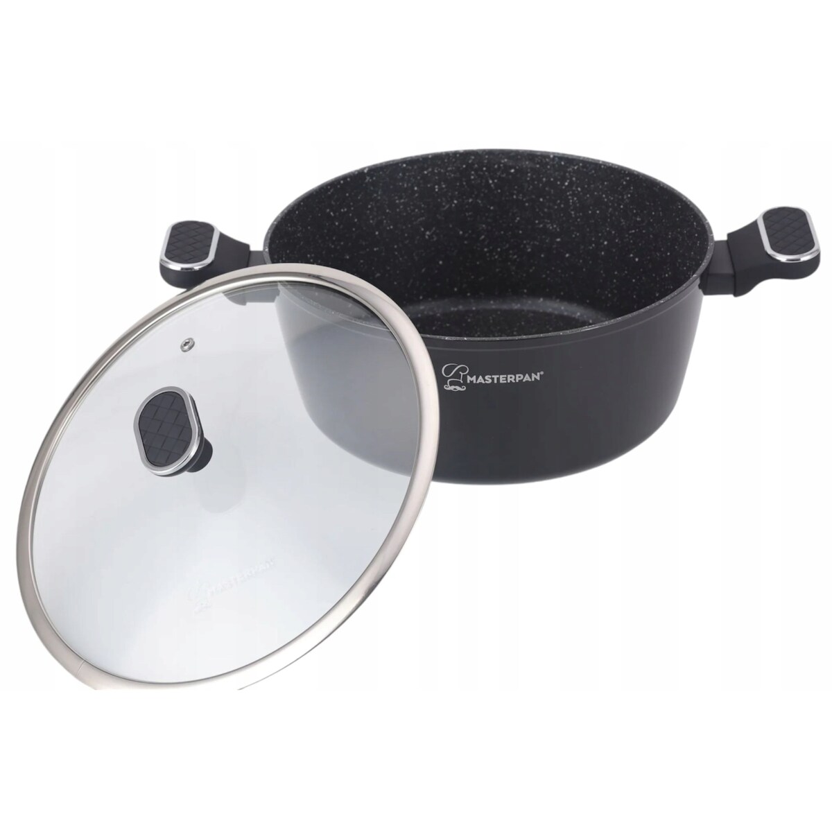 Zestaw Garnków Marmurowych 8-El. Czarne 16/20/24/28 Cm Indukcja Gaz