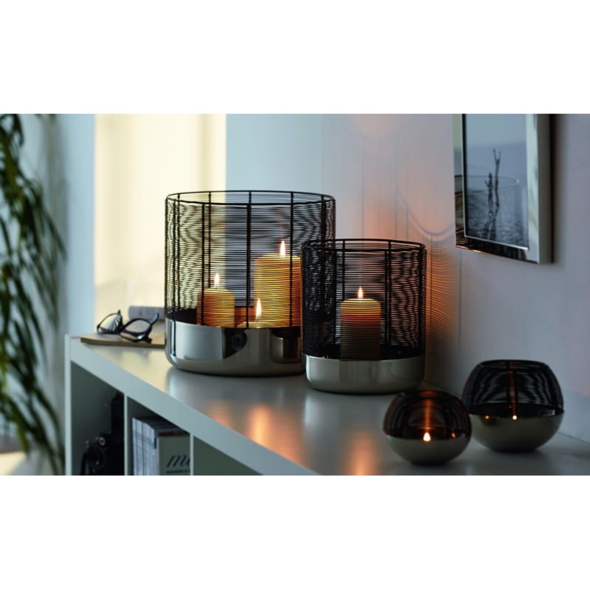 Świecznik na tealight LUNA M, stal, nikiel