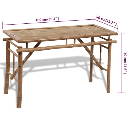vidaXL Stół biesiadny z 2 ławkami, 100 cm, bambus