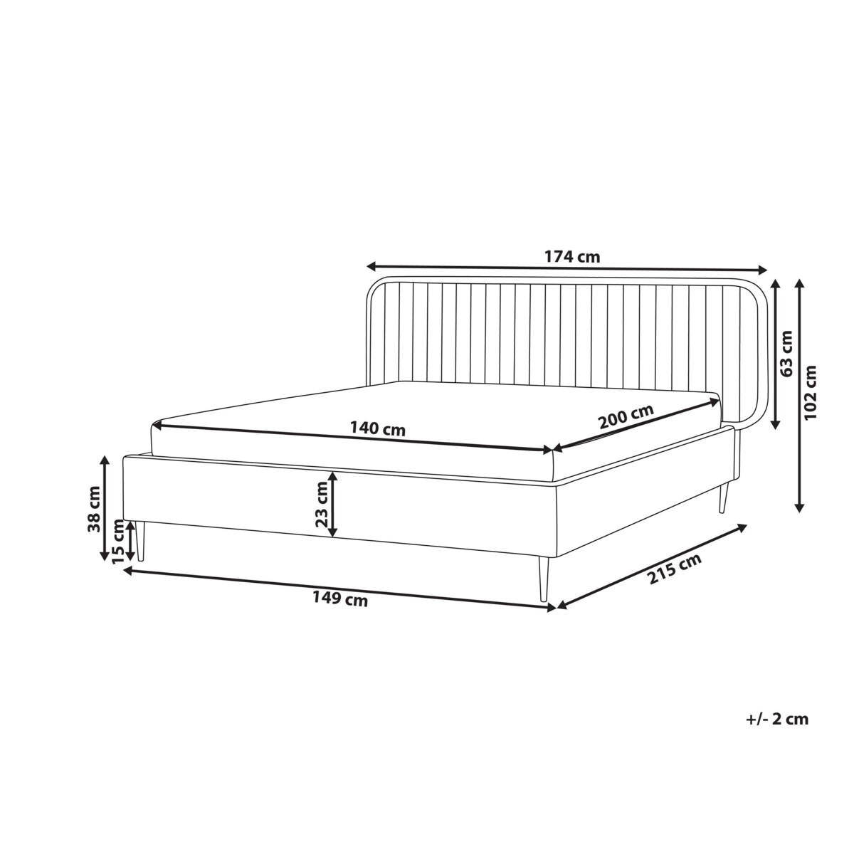 Łóżko welurowe 140 x 200 cm beżowoszare BRIN