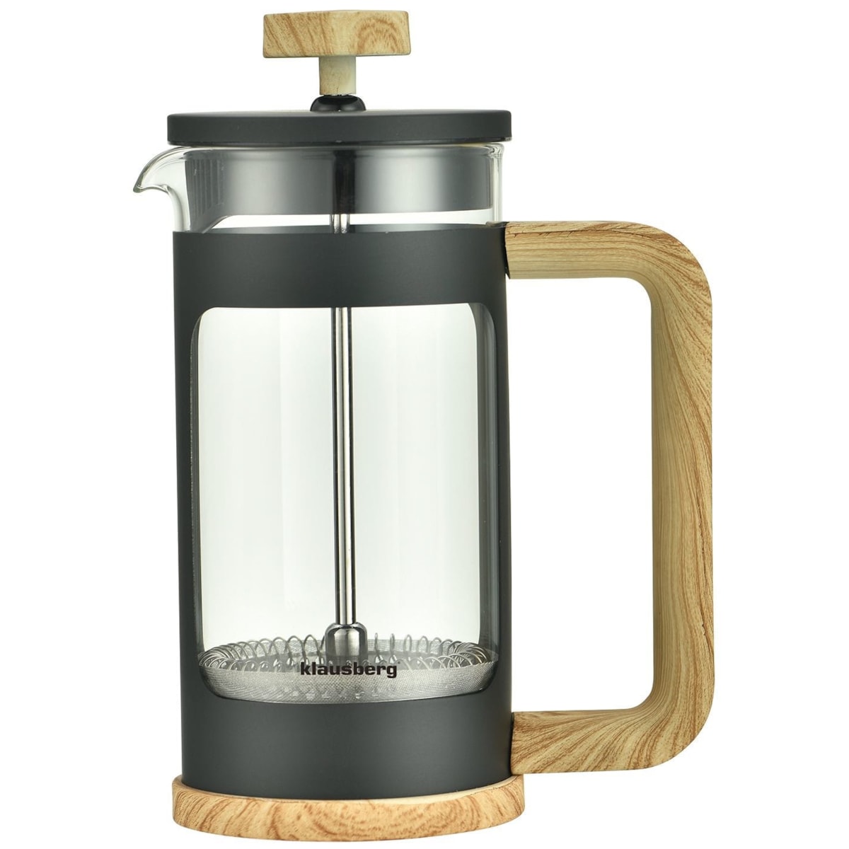 Zaparzacz do kawy herbaty 0.35L French Press drewniany uchwyt KLAUSBERG