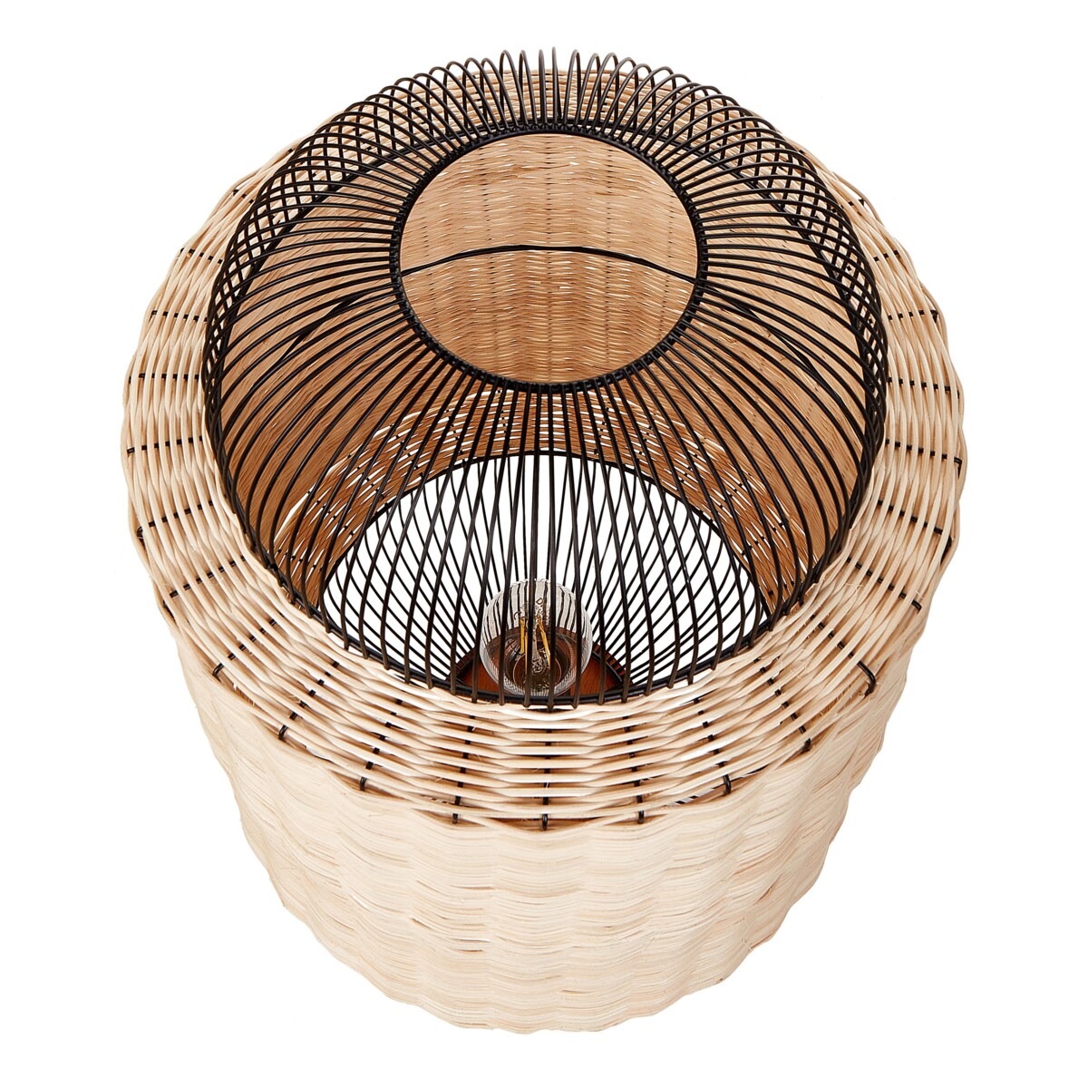 Lampa stołowa rattanowa naturalna z czarnym TANGANYIKA