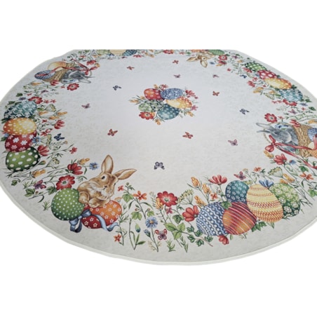 Obrus Okrągły Wielkanocny Na Stół 140 Cm Ozdobny Dekoracyjny