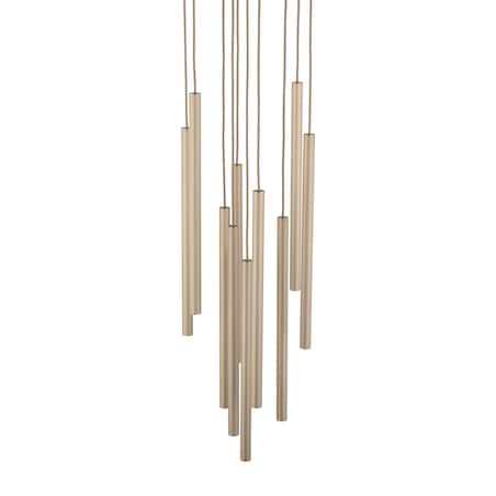 Lampa Wisząca Tk Lighting Ferro Na Kole Beżowa Szampański Ryflowana Tytan Metalowa Tuba Sopel Rurka 10X G9